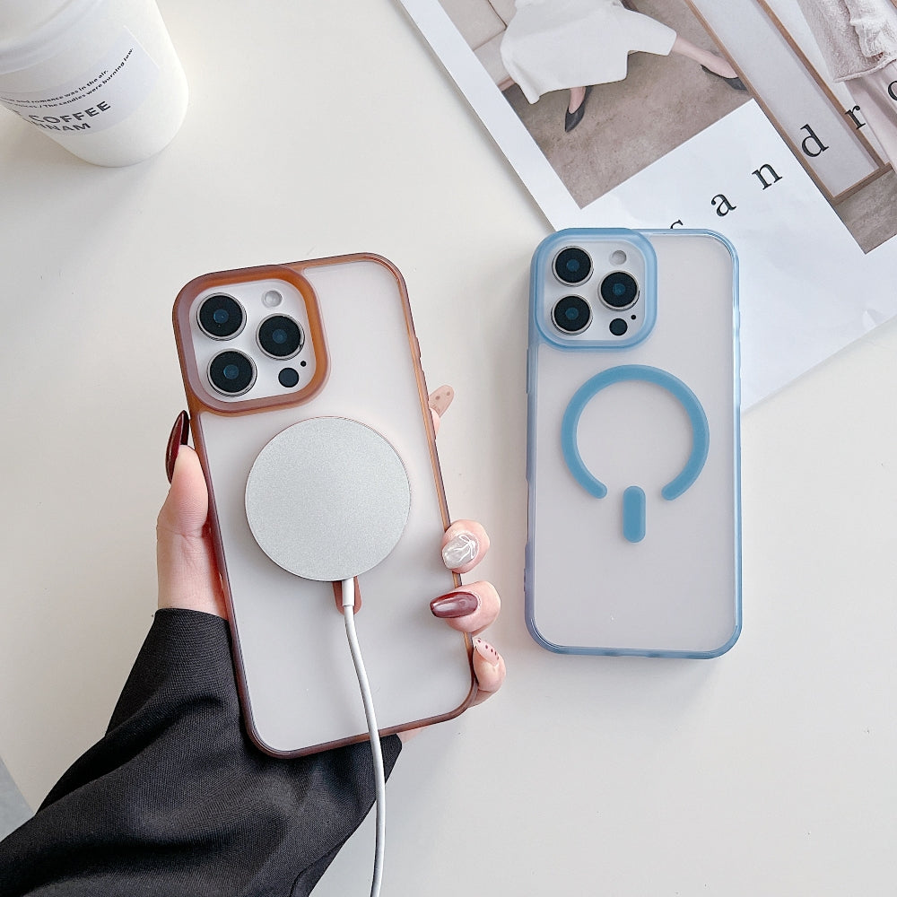 Luxury Magnetic Charging Matte Color Transparent Phone Case
