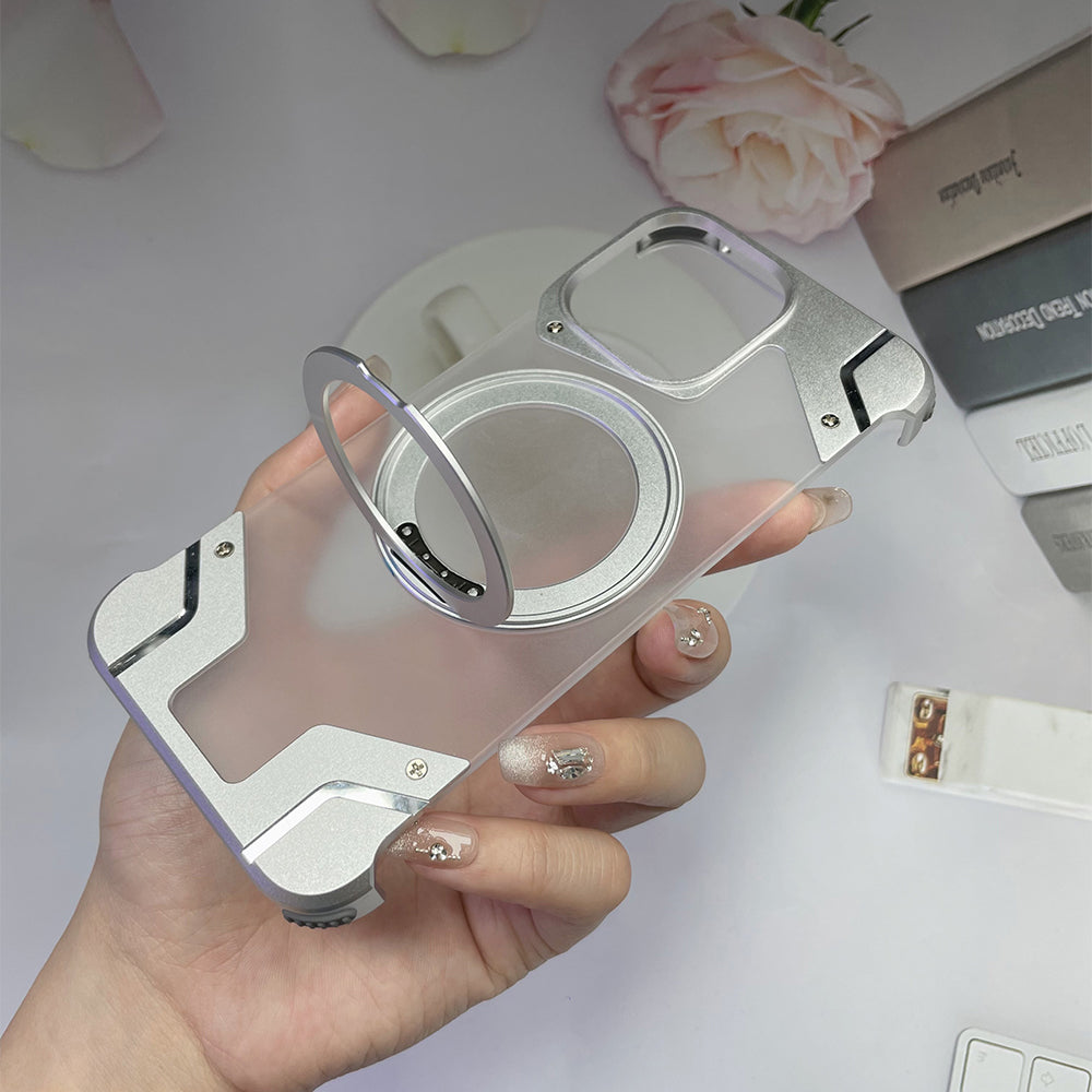 Magnetic Aluminum Alloy Frame Shockproof Phone Case with Ring Holder - iPhone 13