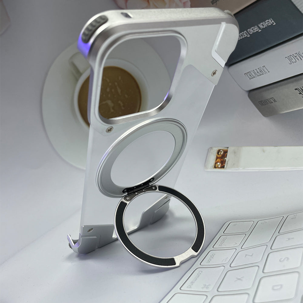 Magnetic Aluminum Alloy Frame Shockproof Phone Case with Ring Holder - iPhone 13