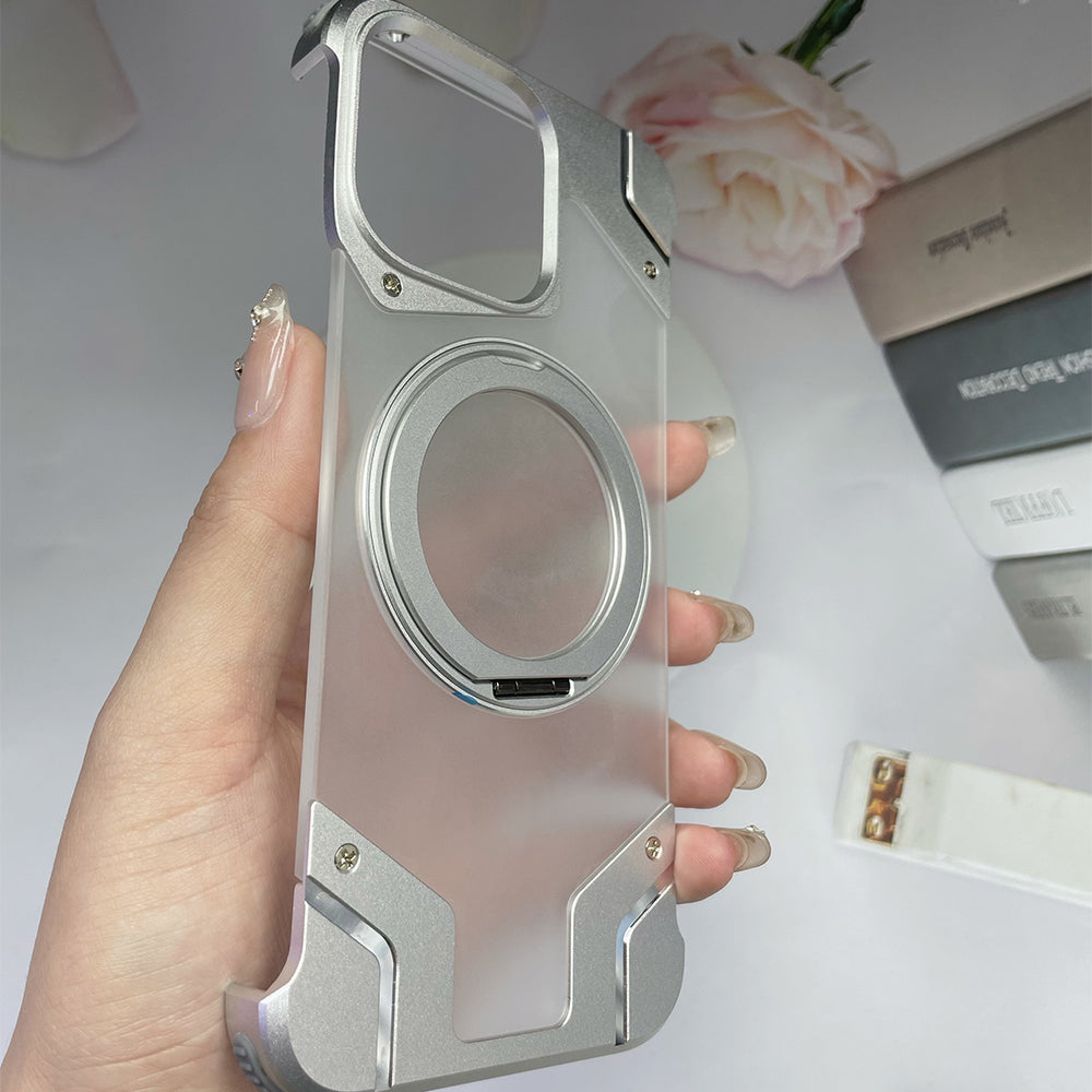 Magnetic Aluminum Alloy Frame Shockproof Phone Case with Ring Holder - iPhone 13