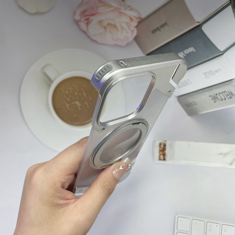 Magnetic Aluminum Alloy Frame Shockproof Phone Case with Ring Holder - iPhone 13