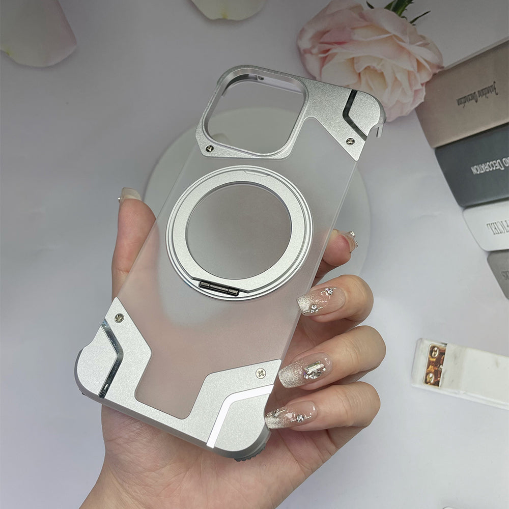 Magnetic Aluminum Alloy Frame Shockproof Phone Case with Ring Holder - iPhone 15