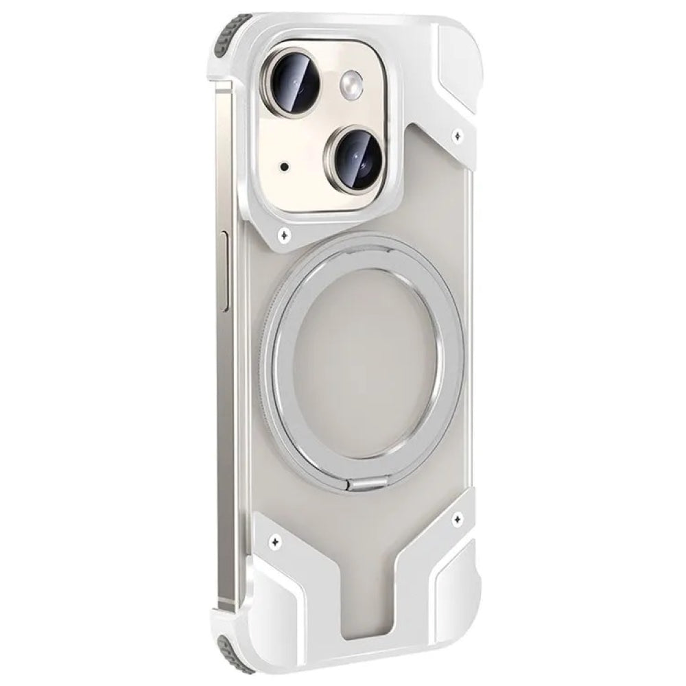 Magnetic Aluminum Alloy Frame Shockproof Phone Case with Ring Holder - iPhone 15