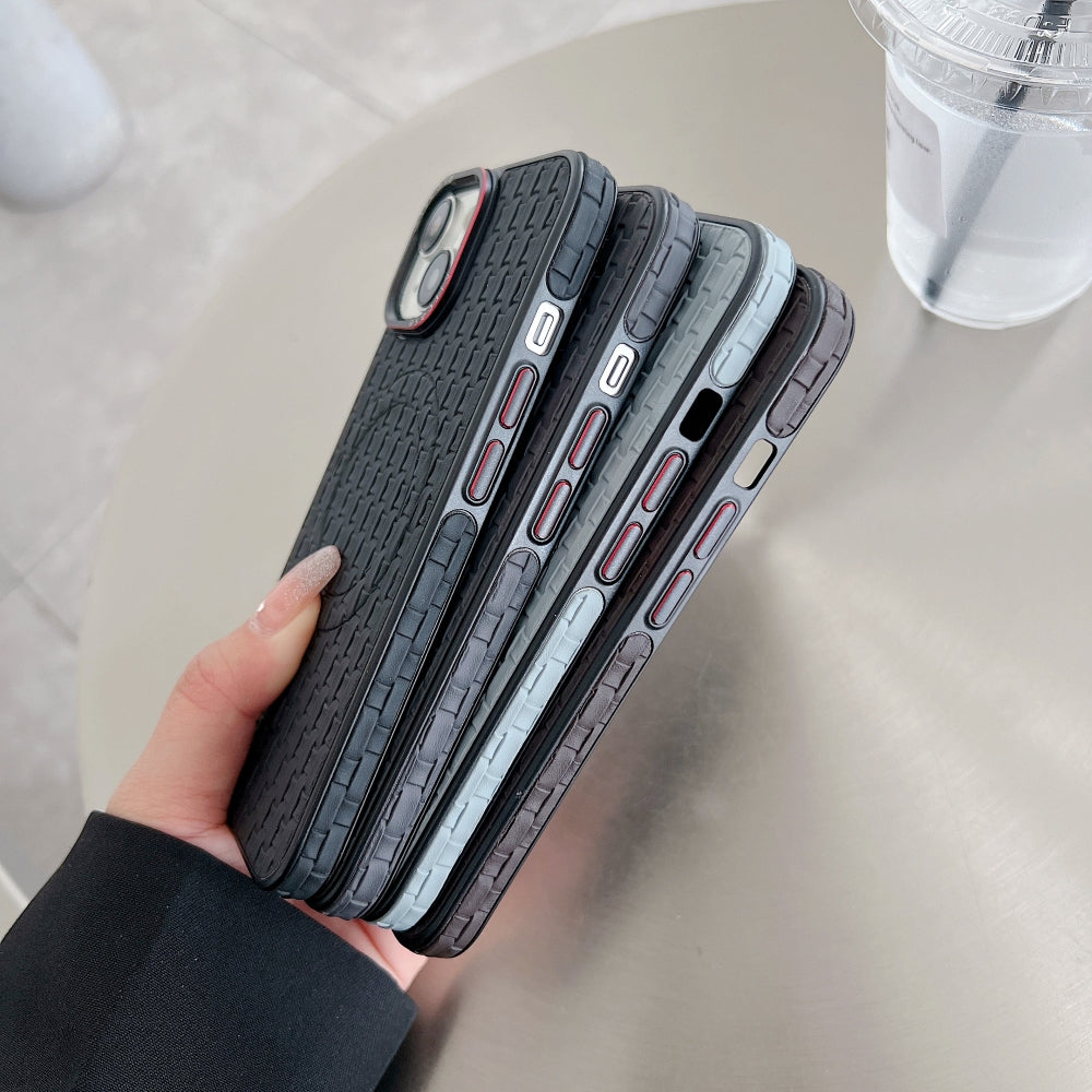 Magsafe PU Leather Woven Mesh Grid Phone Case