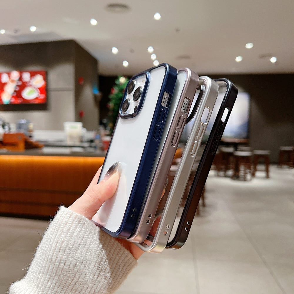 Luxury Electroplated Matte Frame Transparent Case