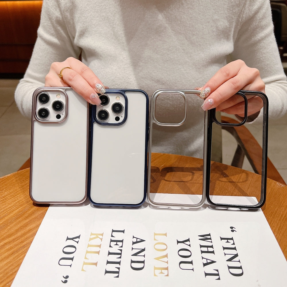 Luxury Electroplated Matte Frame Transparent Case