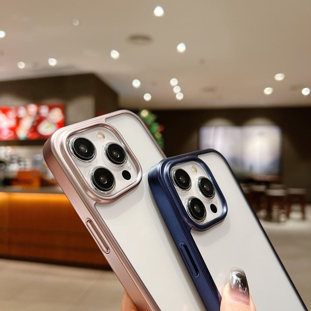 Luxury Electroplated Matte Frame Transparent Case