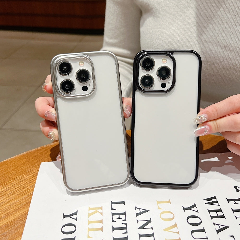 Luxury Electroplated Matte Frame Transparent Case