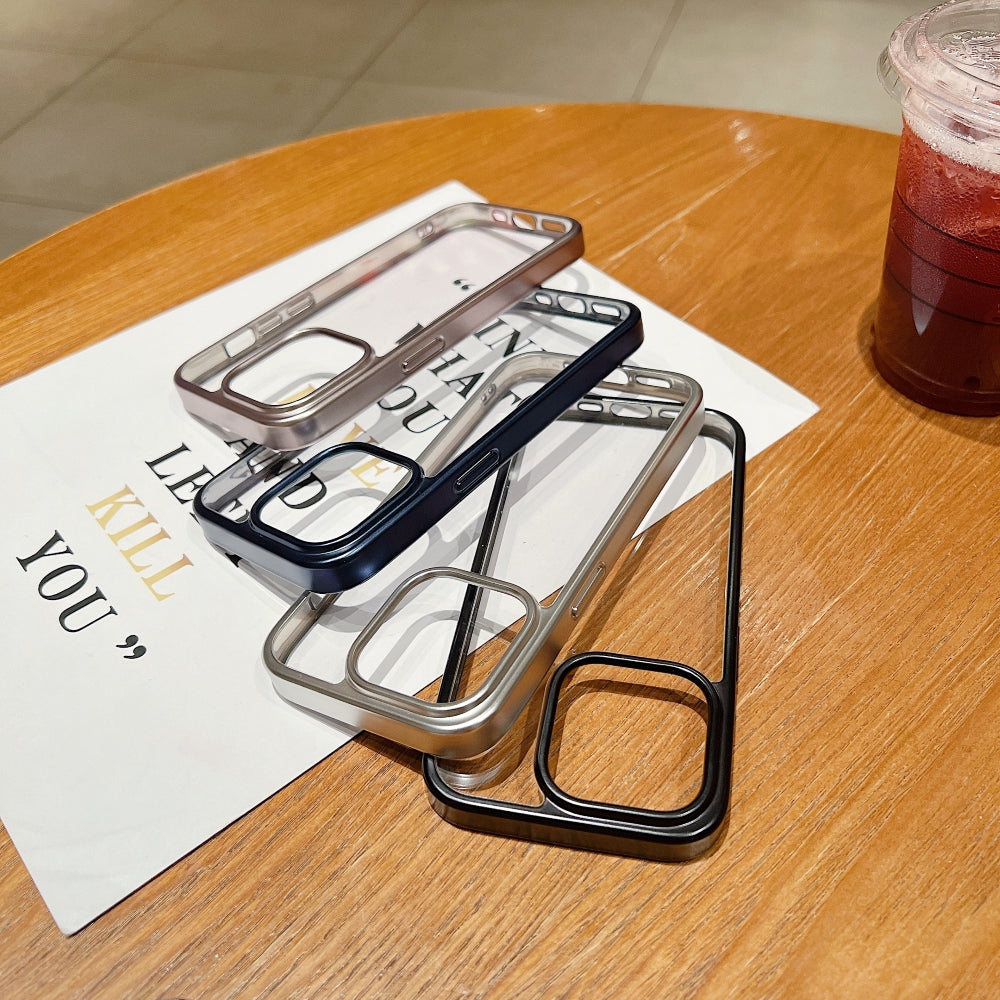 Luxury Electroplated Matte Frame Transparent Case