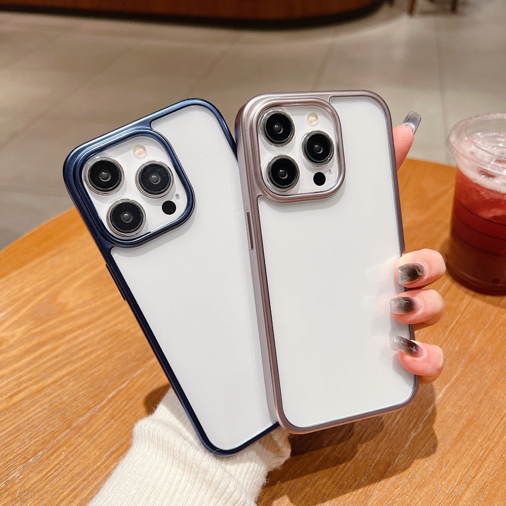 Luxury Electroplated Matte Frame Transparent Case