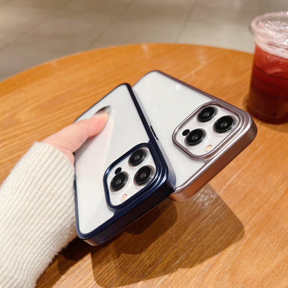 Luxury Electroplated Matte Frame Transparent Case