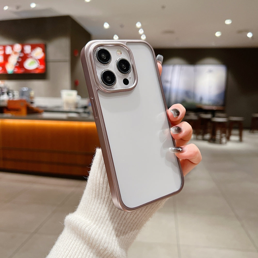 Luxury Electroplated Matte Frame Transparent Case