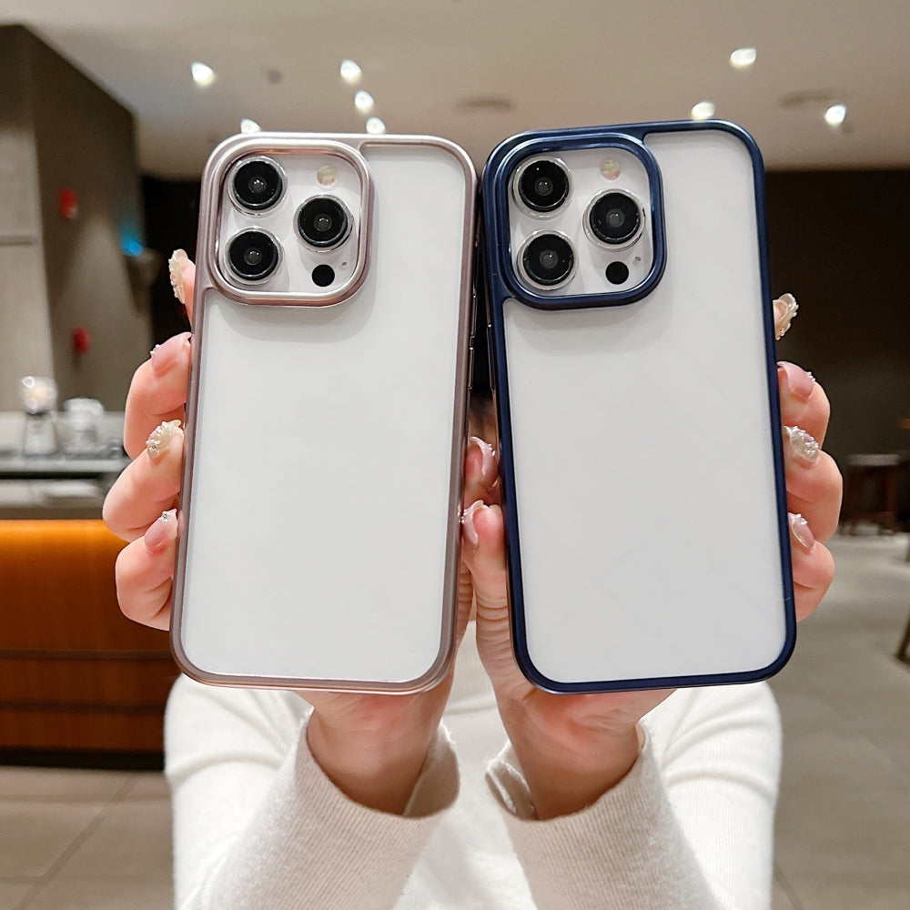 Luxury Electroplated Matte Frame Transparent Case