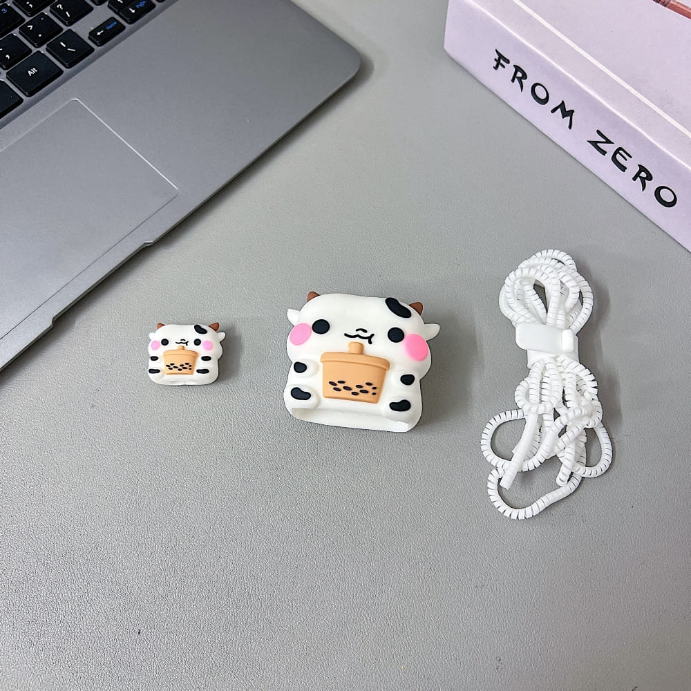 Mini Cord Keeper Cow Character (20W) Silicone Charger Case