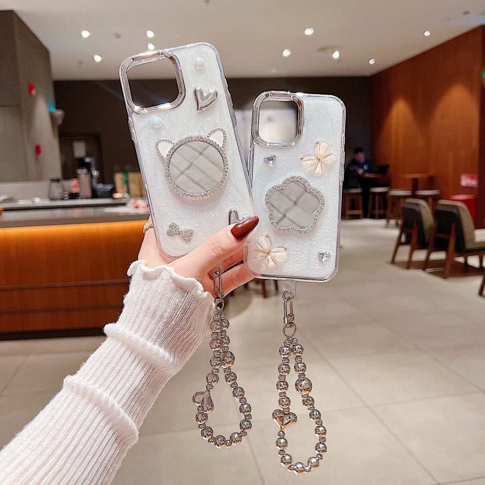 Mirror Rubber Gel Phone Case with Bracelet