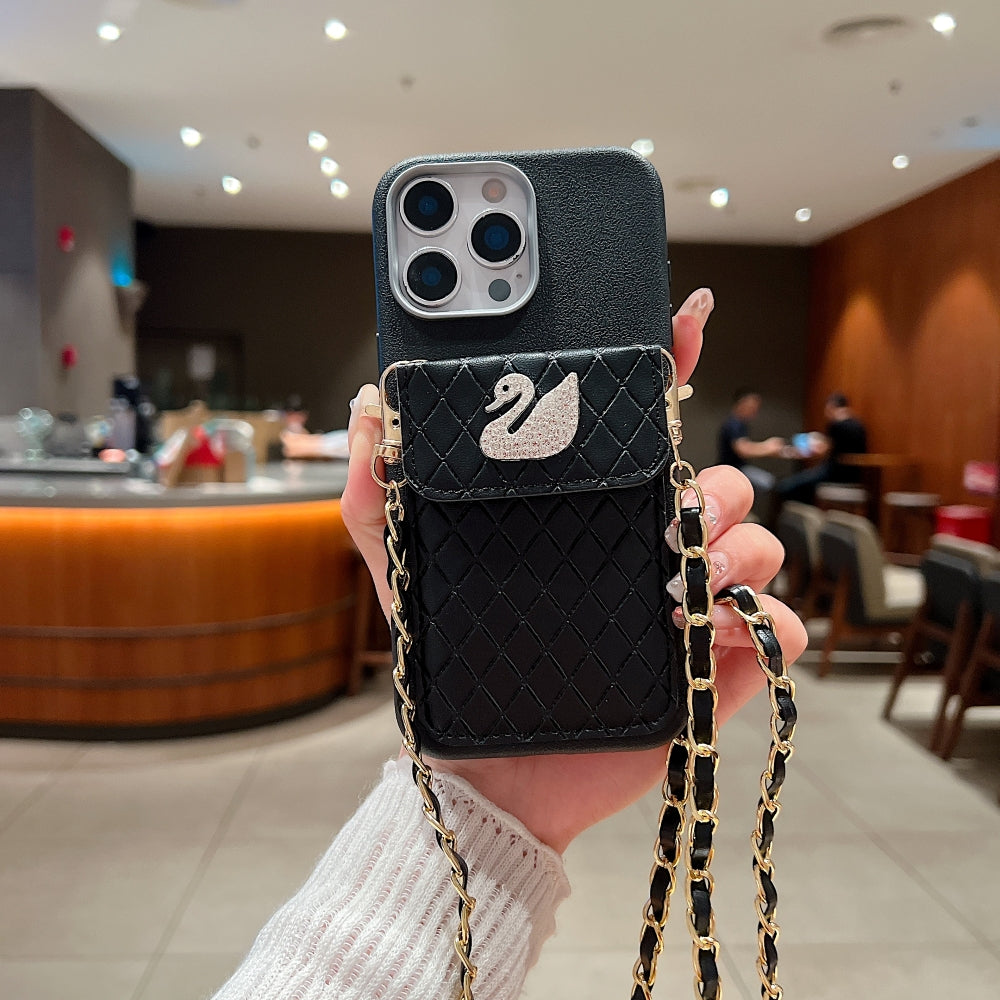 Leather Wallet with Lanyard Sling Phone Case