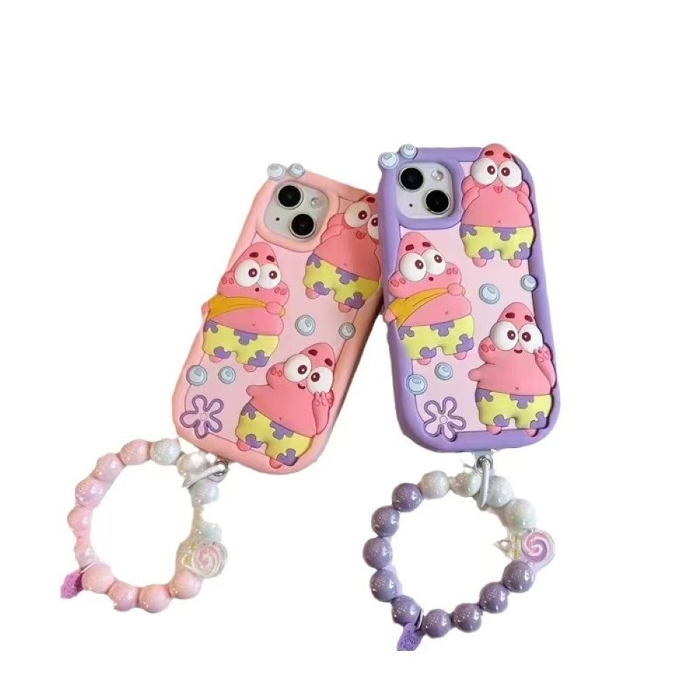 Patrick Star Cartoon Silicone Phone Case with Bracelet