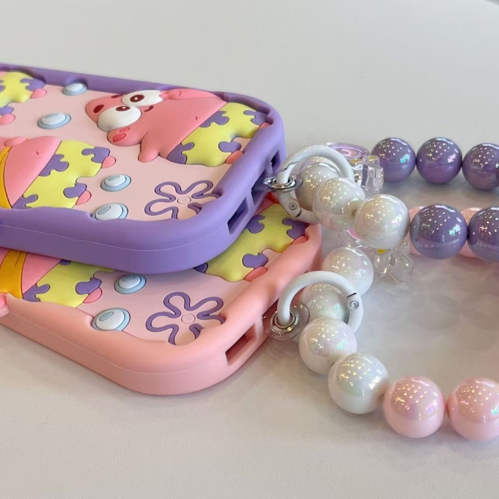 Patrick Star Cartoon Silicone Phone Case with Bracelet