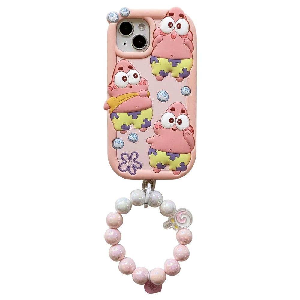 Patrick Star Cartoon Silicone Phone Case with Bracelet