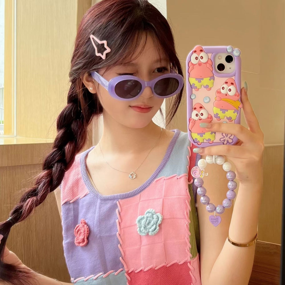 Patrick Star Cartoon Silicone Phone Case with Bracelet