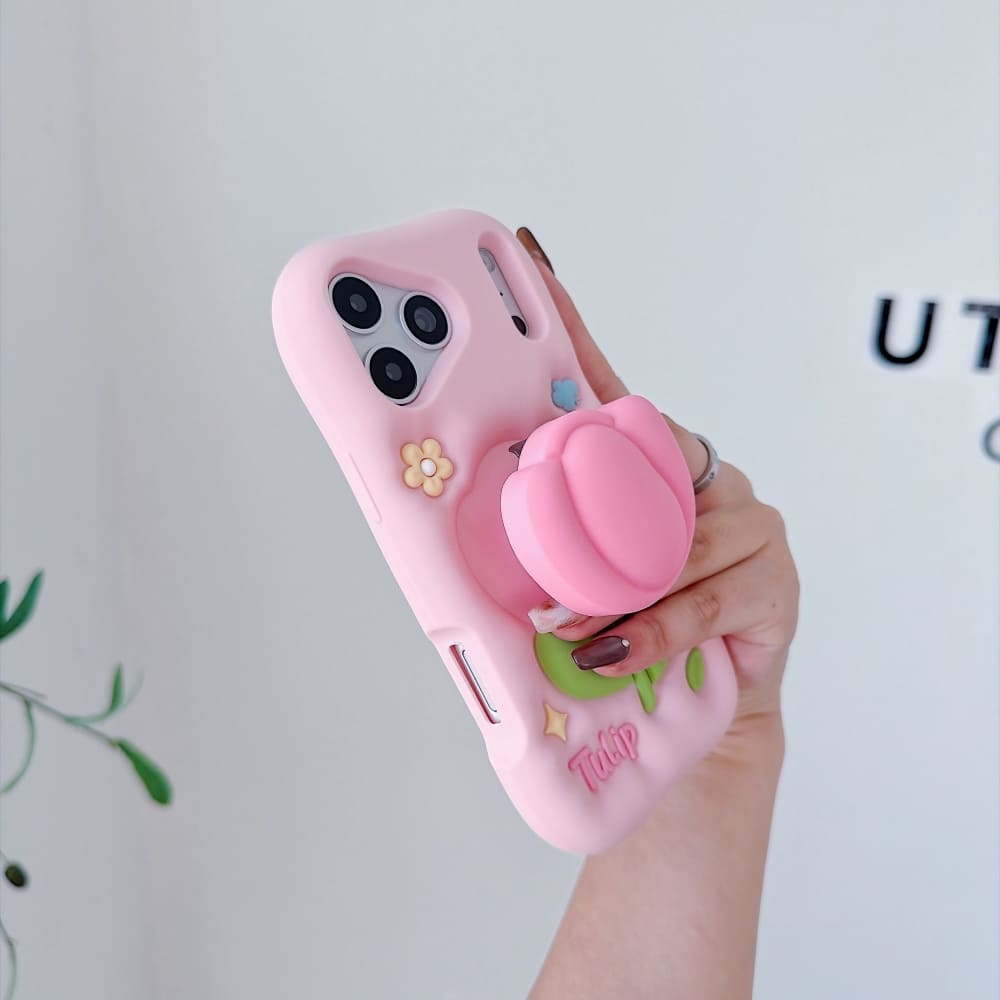 Pink Blossom Bliss Tulip Silicone Phone Case