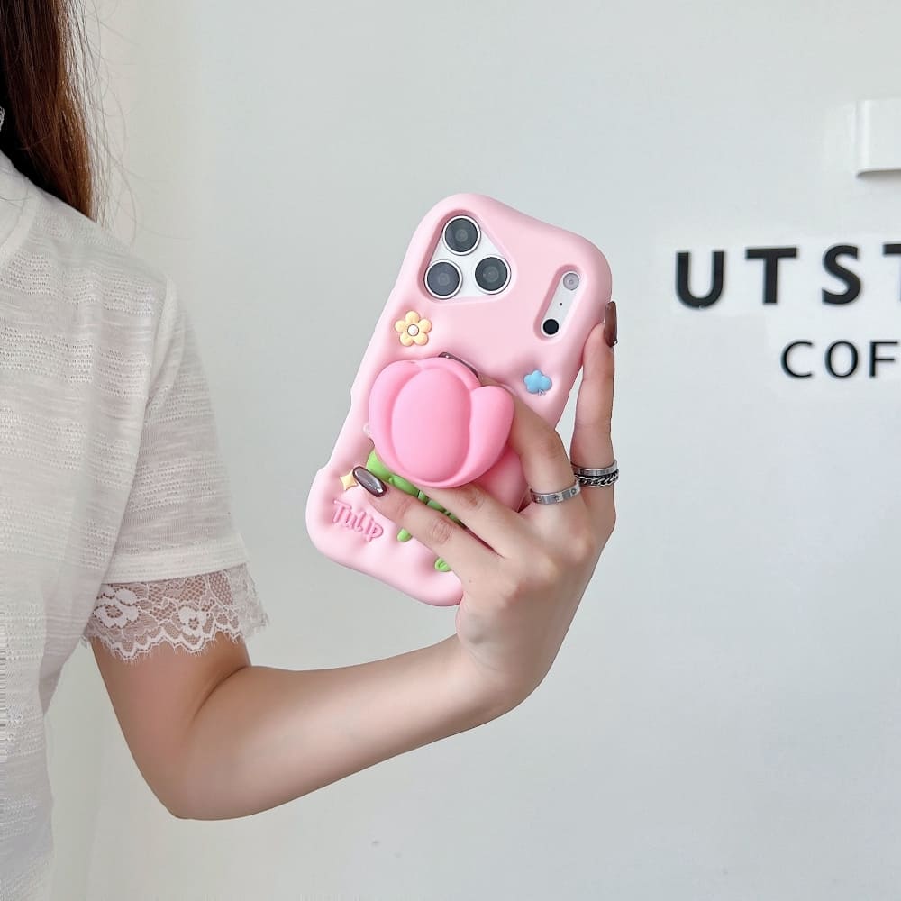 Pink Blossom Bliss Tulip Silicone Phone Case