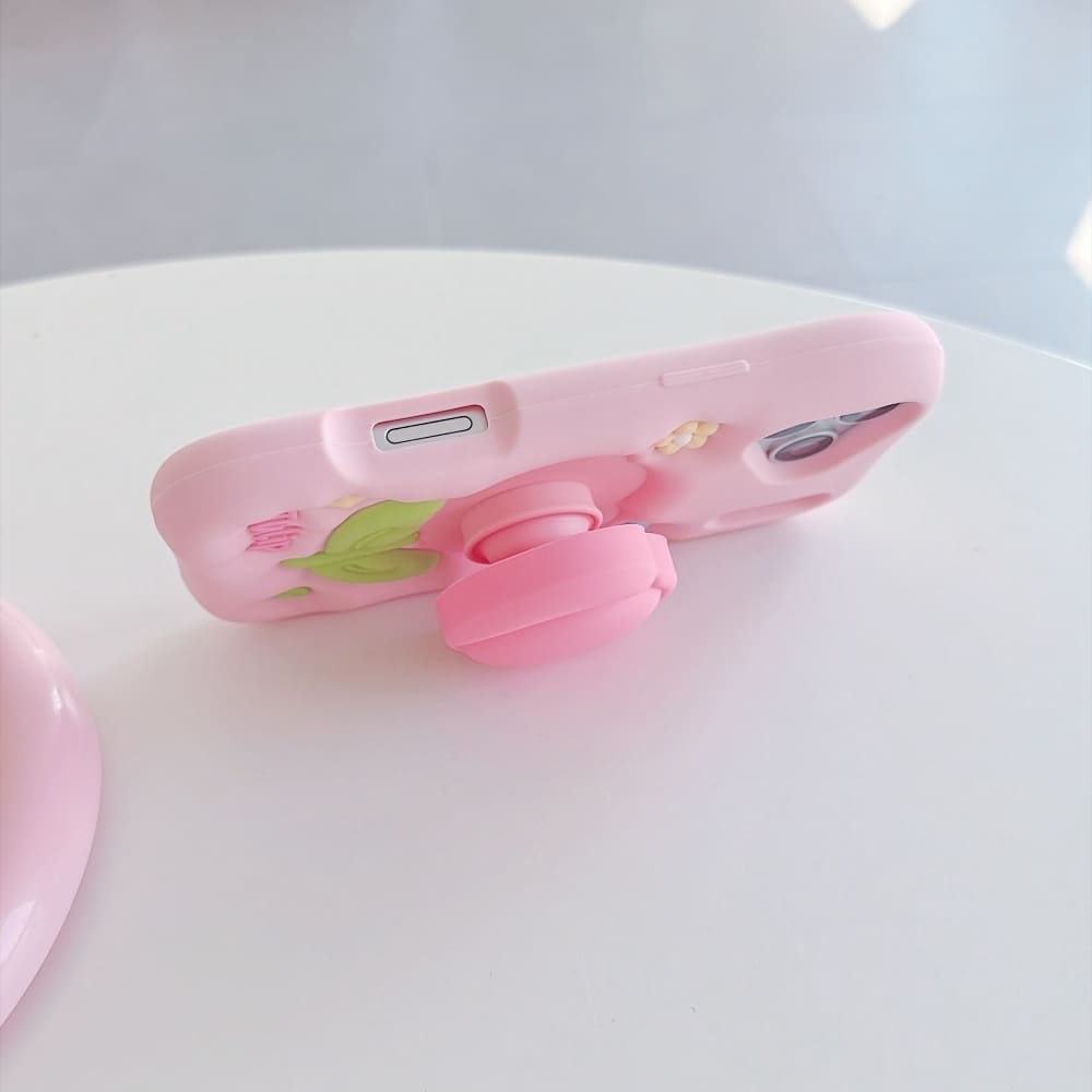 Pink Blossom Bliss Tulip Silicone Phone Case