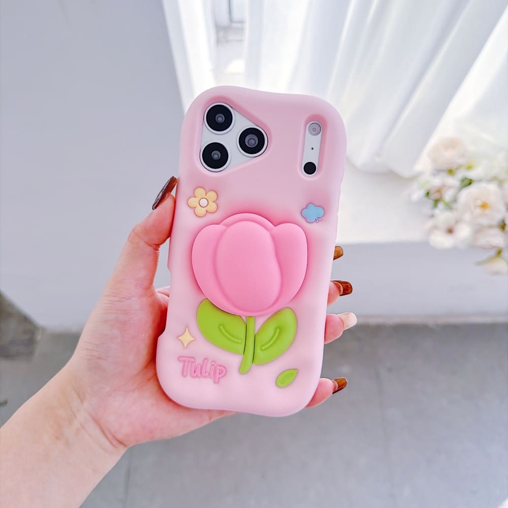 Pink Blossom Bliss Tulip Silicone Phone Case