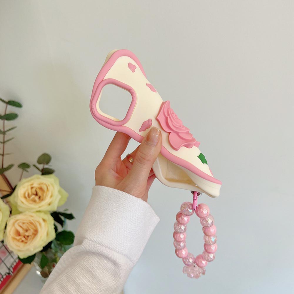 Pink Rose Silicone Soft Cover With Bracelet
