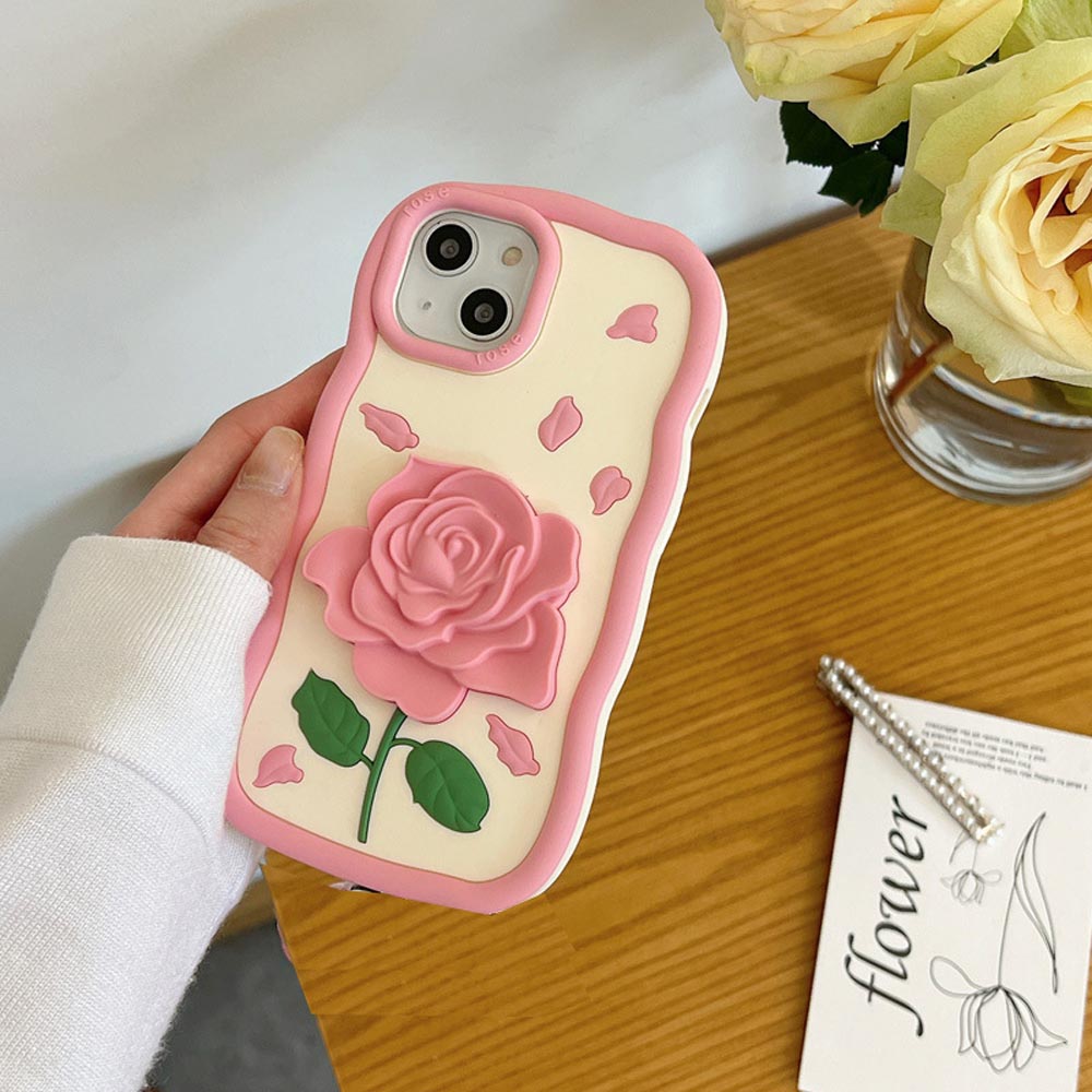 Pink Rose Silicone Soft Cover With Bracelet