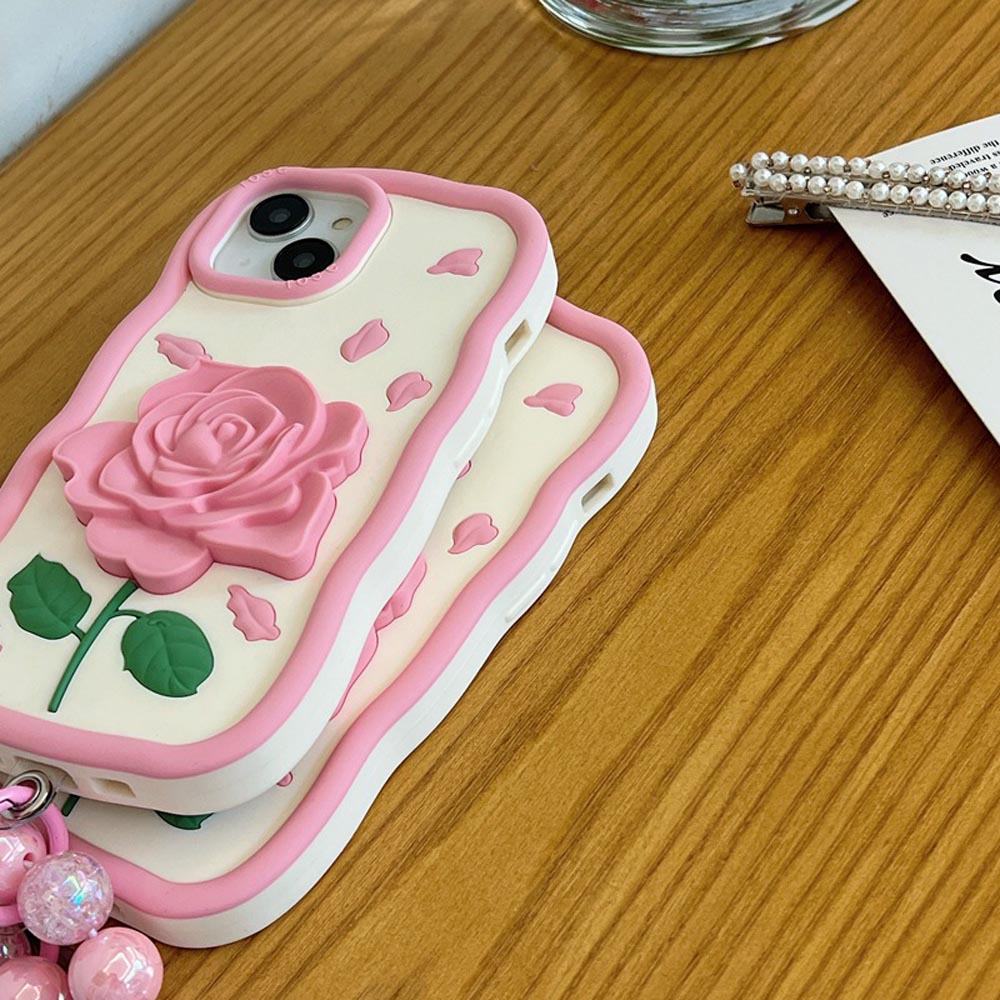Pink Rose Silicone Soft Cover With Bracelet