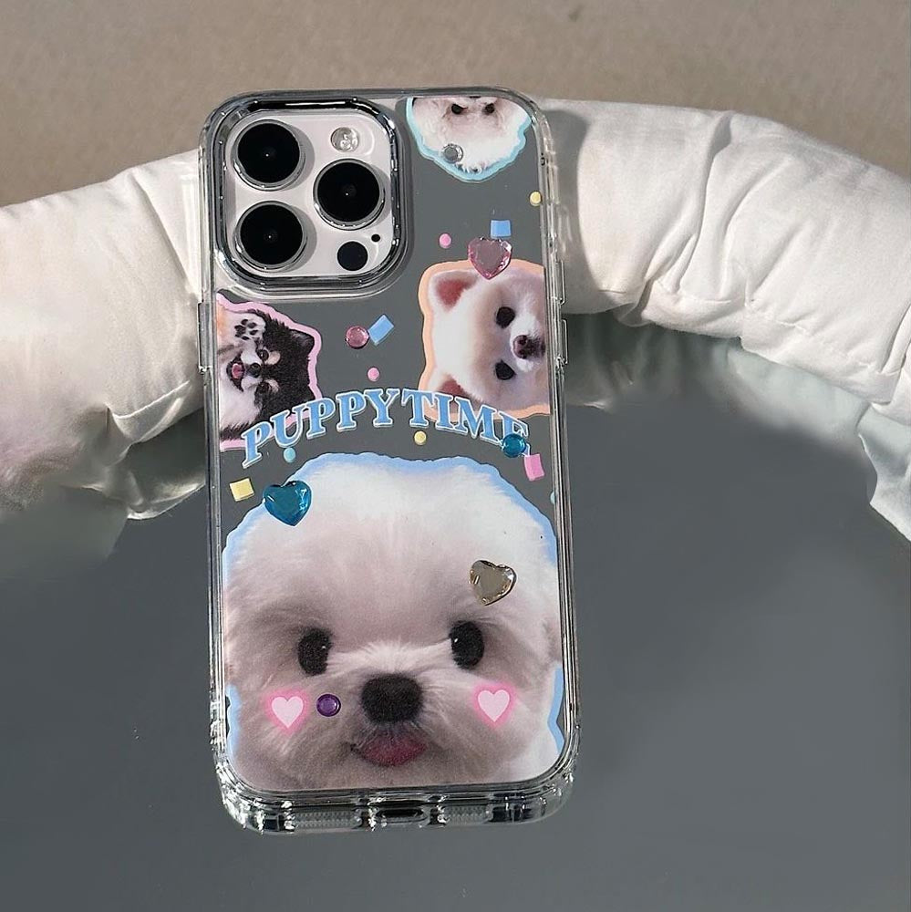 Puppy Face Luxury Plating Case with Puppy Face Stand