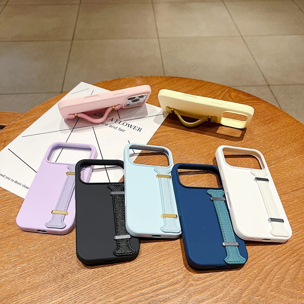 Pure Color Liquid Silicone Phone Case with Wrist Strap