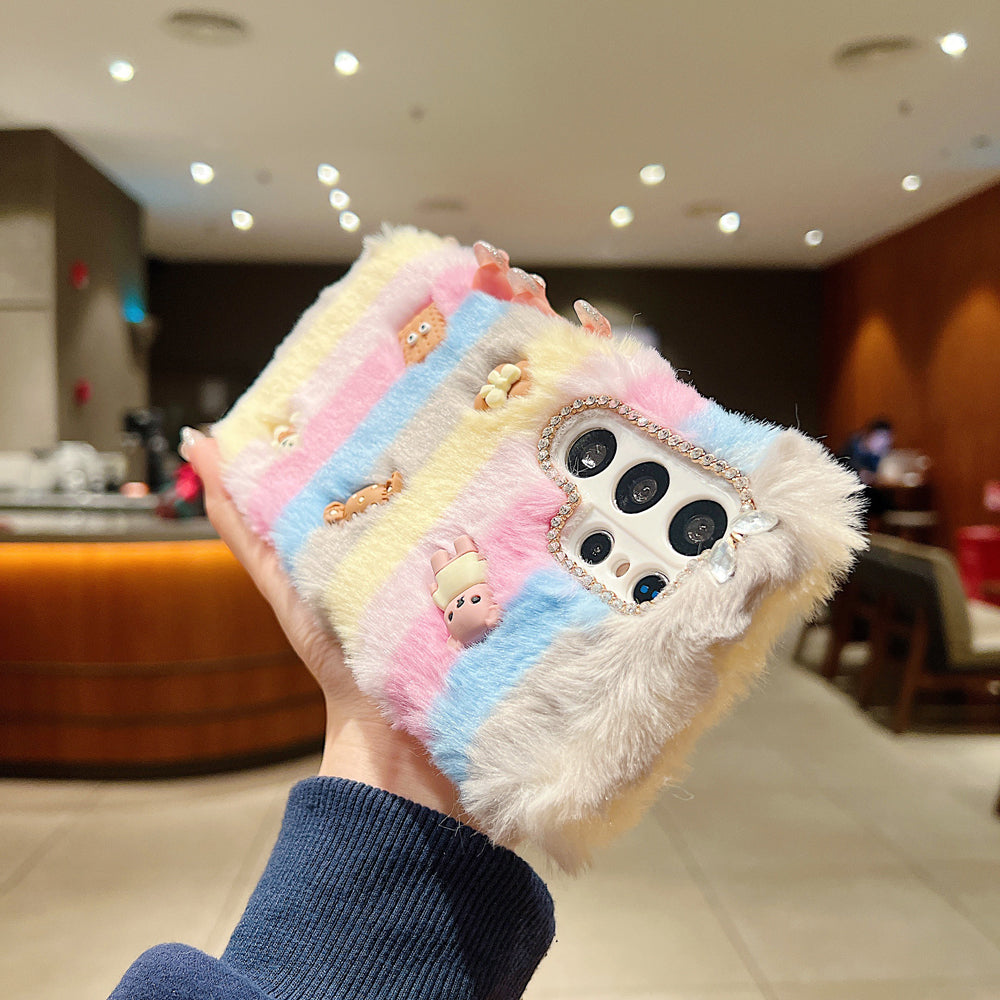 Rainbow Furry 3D Toy Camera Protection Soft Phone Case