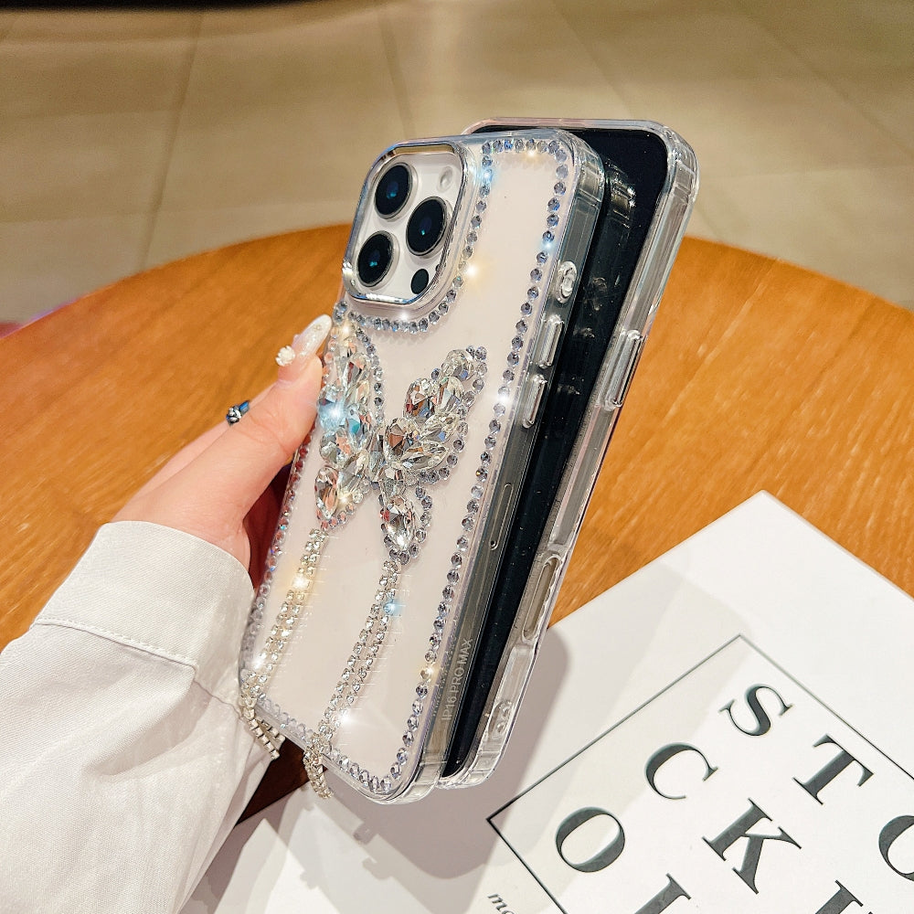 Rhinestone Butterfly Stone Transparent Phone Case