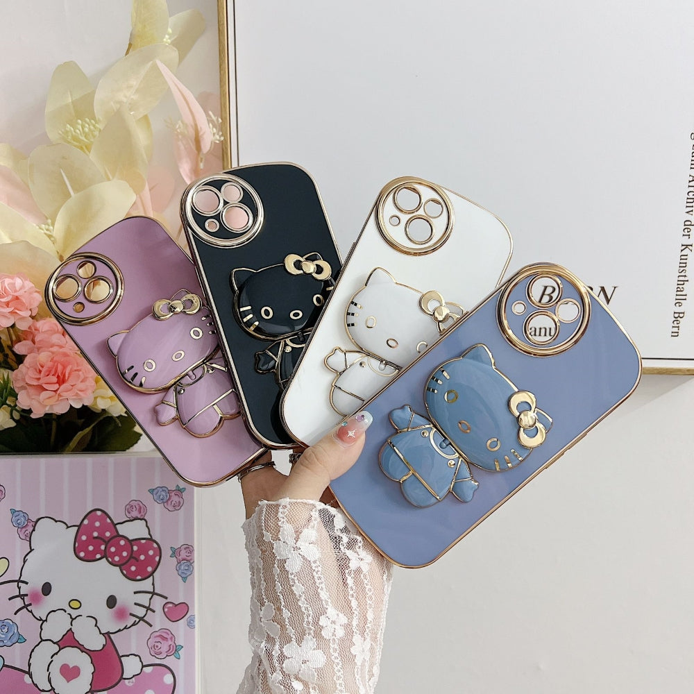 Rotated Kitty Mirror Stand Luxury Electroplated Cover