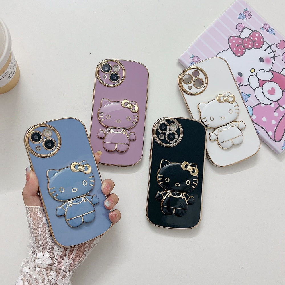 Rotated Kitty Mirror Stand Luxury Electroplated Cover