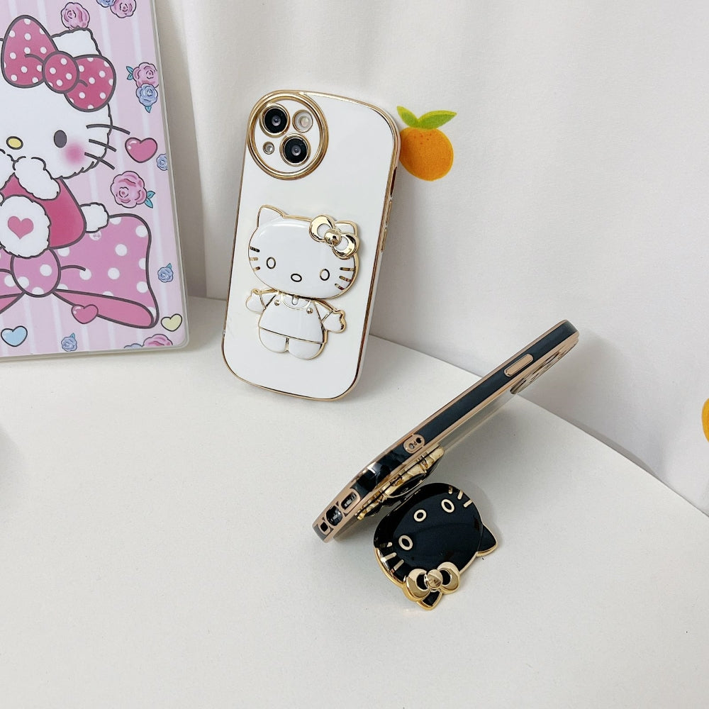 Rotated Kitty Mirror Stand Luxury Electroplated Cover