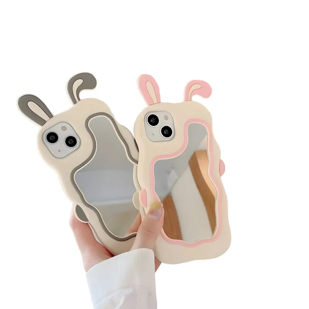 Silicone Mirror Cute Rabbit Design Cover