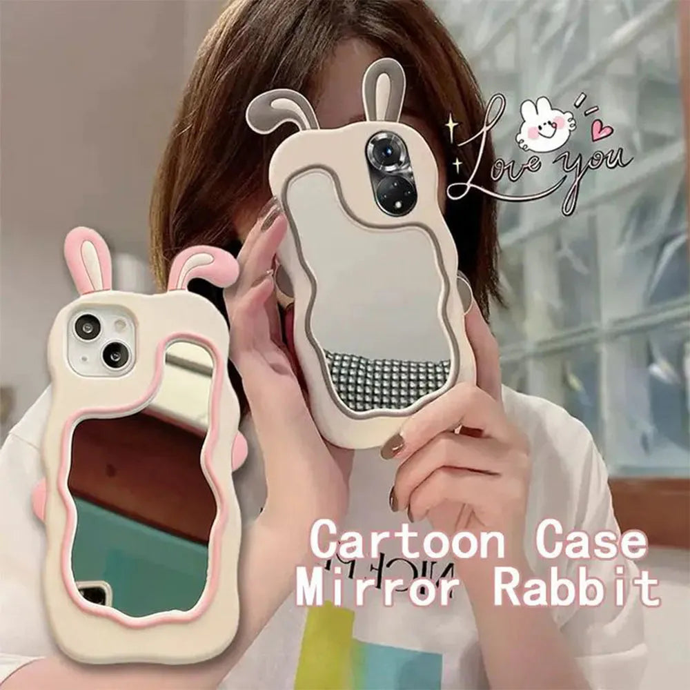Silicone Mirror Cute Rabbit Design Cover