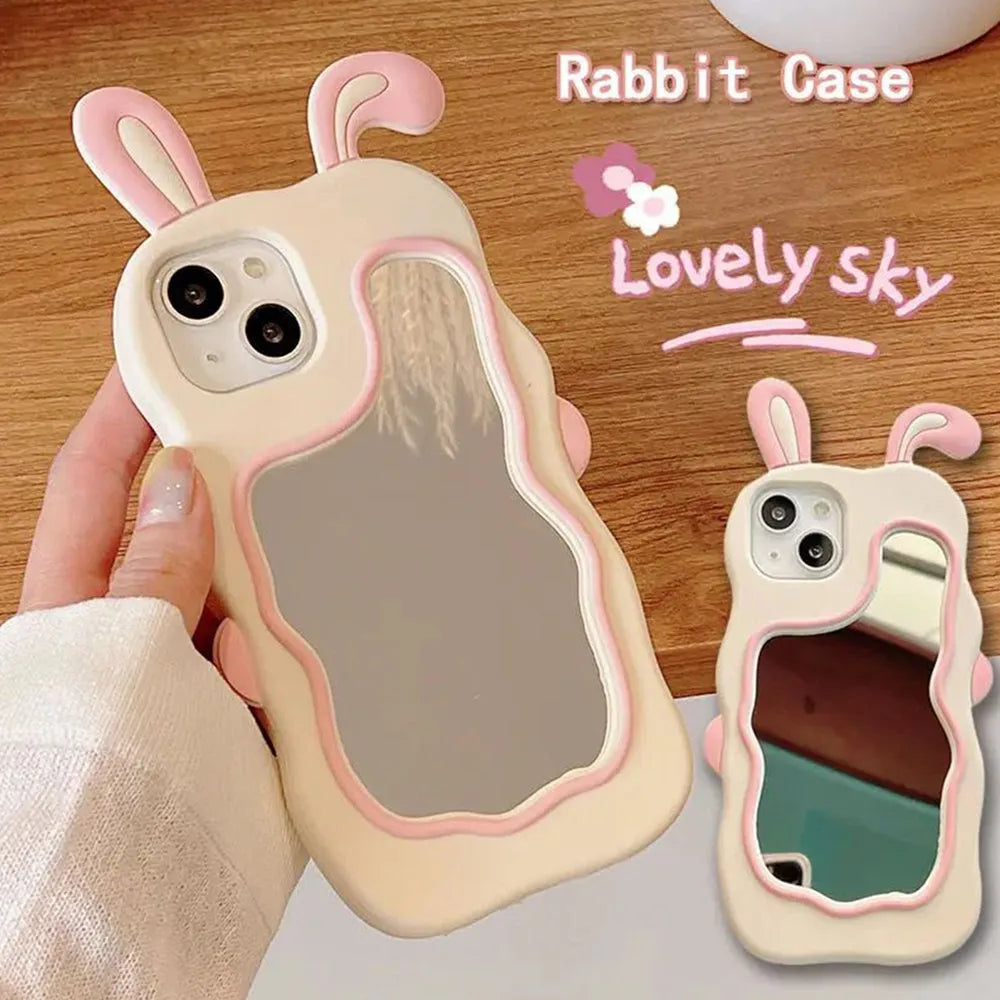 Silicone Mirror Cute Rabbit Design Cover