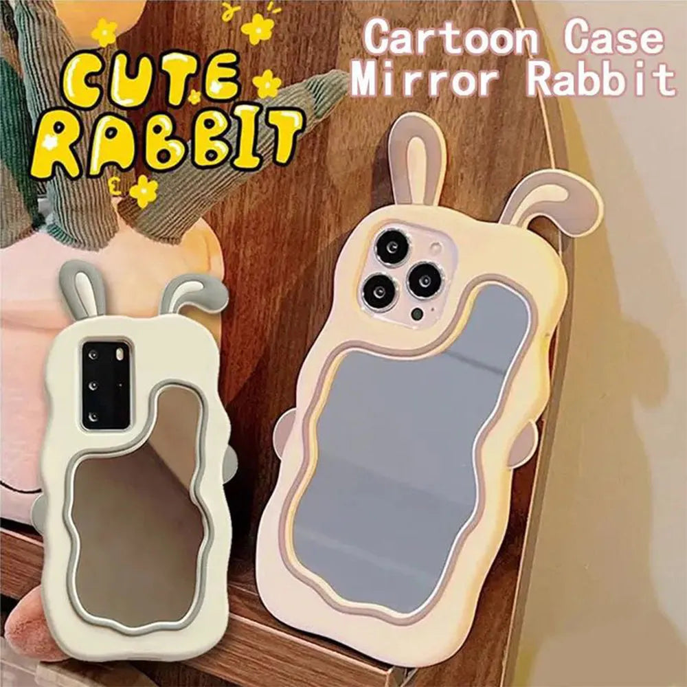 Silicone Mirror Cute Rabbit Design Cover