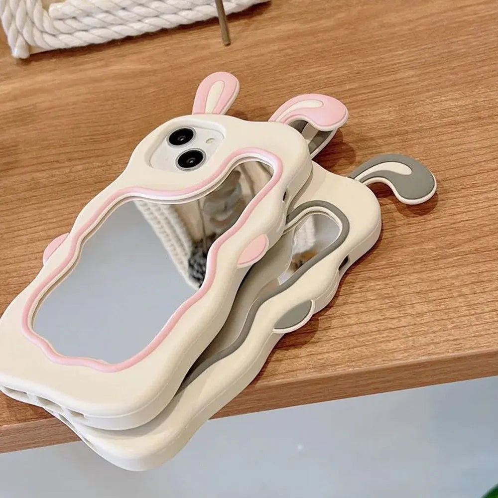 Silicone Mirror Cute Rabbit Design Cover