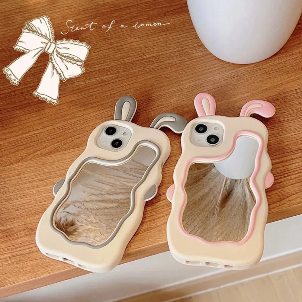 Silicone Mirror Cute Rabbit Design Cover