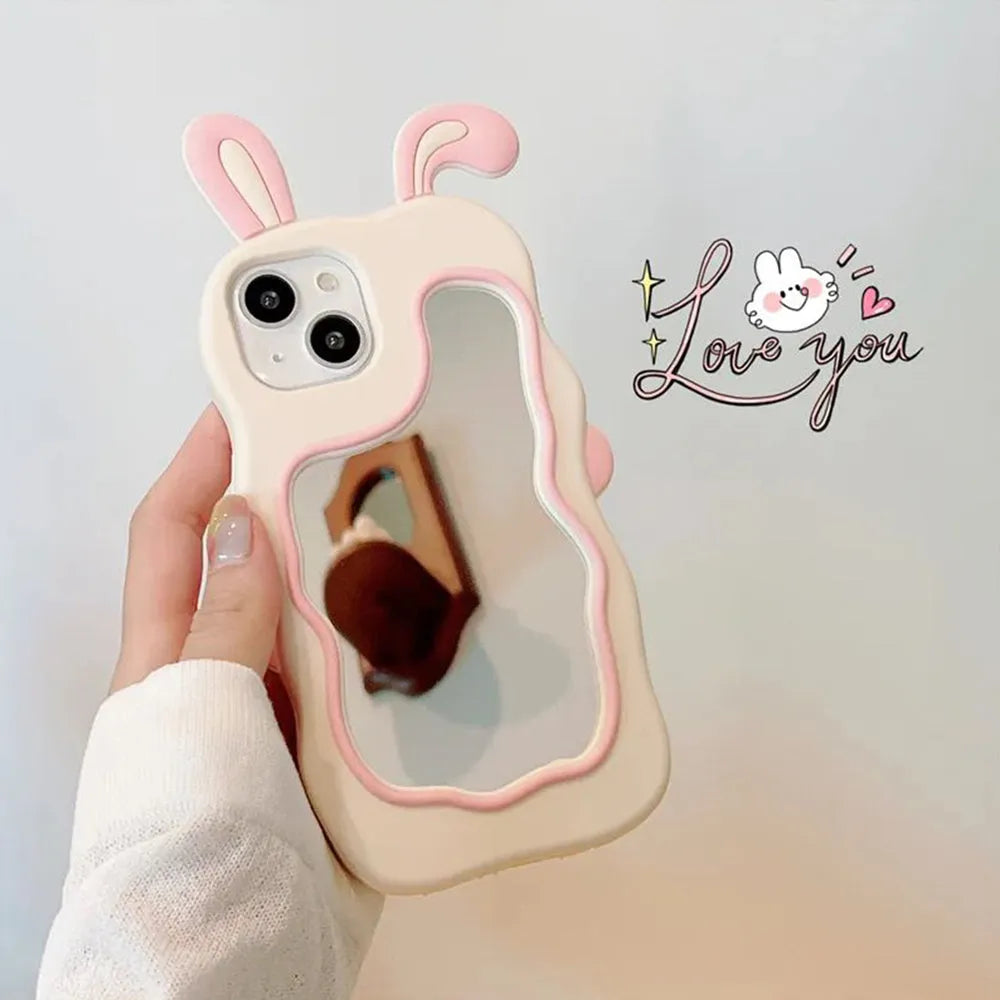 Silicone Mirror Cute Rabbit Design Cover