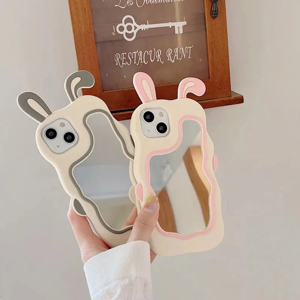 Silicone Mirror Cute Rabbit Design Cover