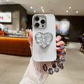 Stone Heart Shape Stand Silicone Phone Case with Bracelet