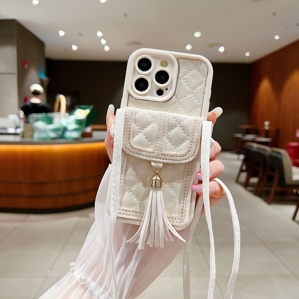 PU Leather Phone Case with Card Wallet and Strap
