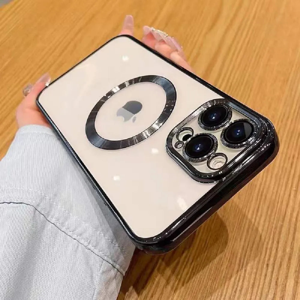 Transparent Chrome Ring Camera Protection Case - iPhone Series