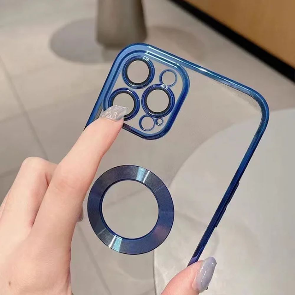 Transparent Chrome Ring Camera Protection Case - iPhone Series
